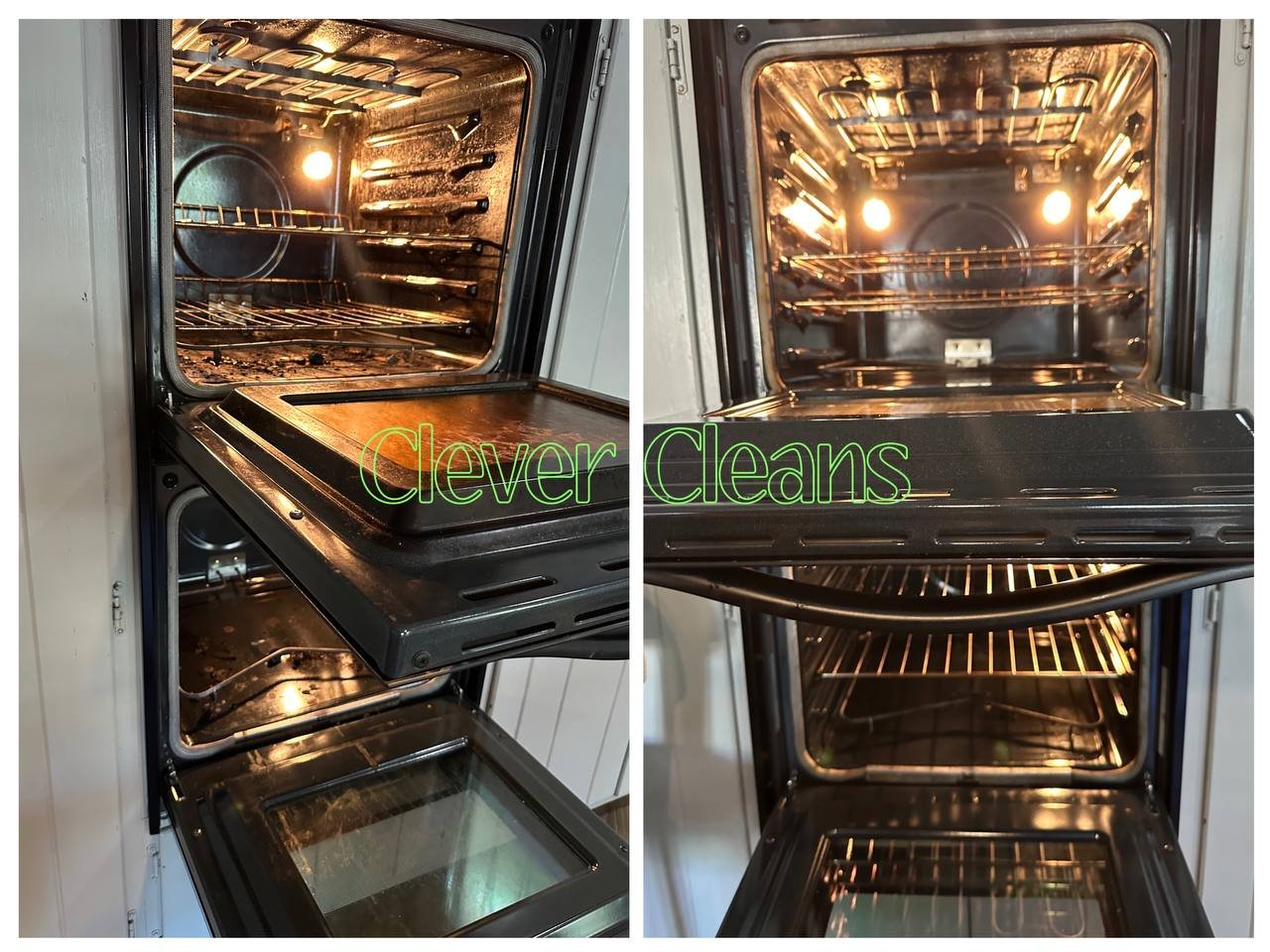 Photo of oven cleaning service with spotless interior and clean racks