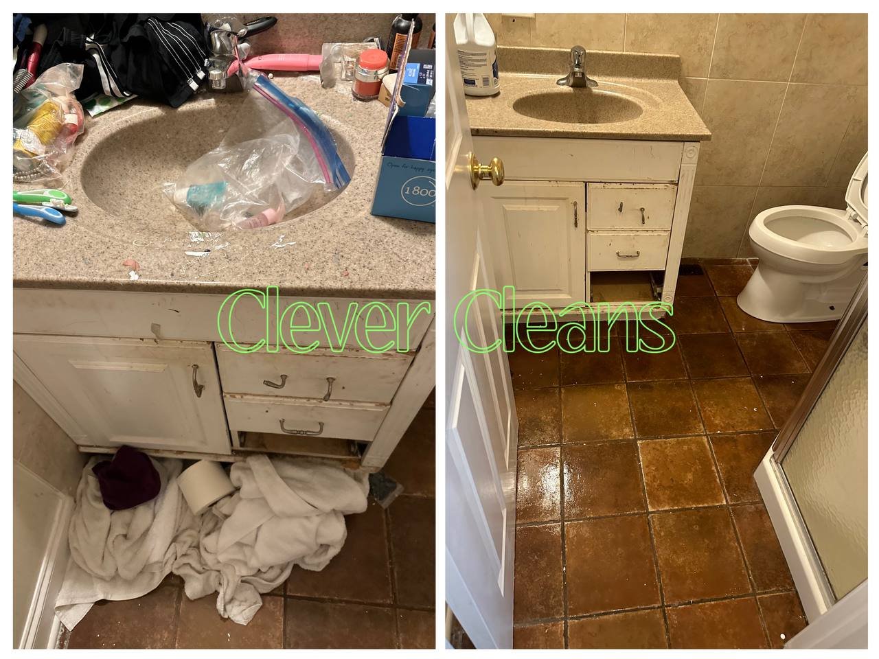 Photo of bathroom cleaning service with organized sink and clean floor